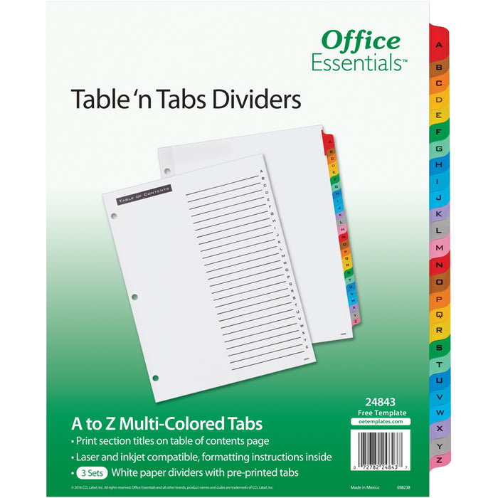 Avery&reg; Table 'n Tabs Multicolored Tab A-Z Dividers - AVE24843