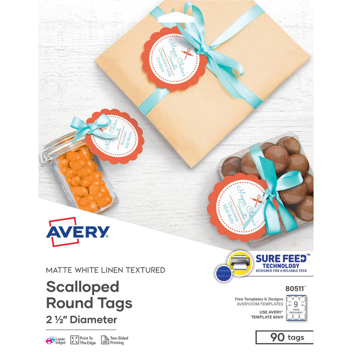 Avery&reg; Textured Round Scallop Tags - AVE80511