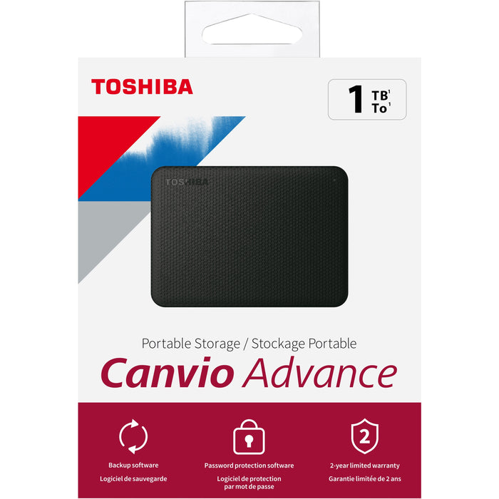Toshiba Canvio Advance HDTCA10XK3AA 1 TB Portable Hard Drive - External - Black - TOSHDTCA10XK3AA
