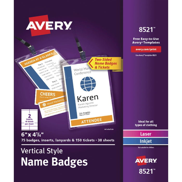 Avery&reg; Vertical Name Badges - AVE08521