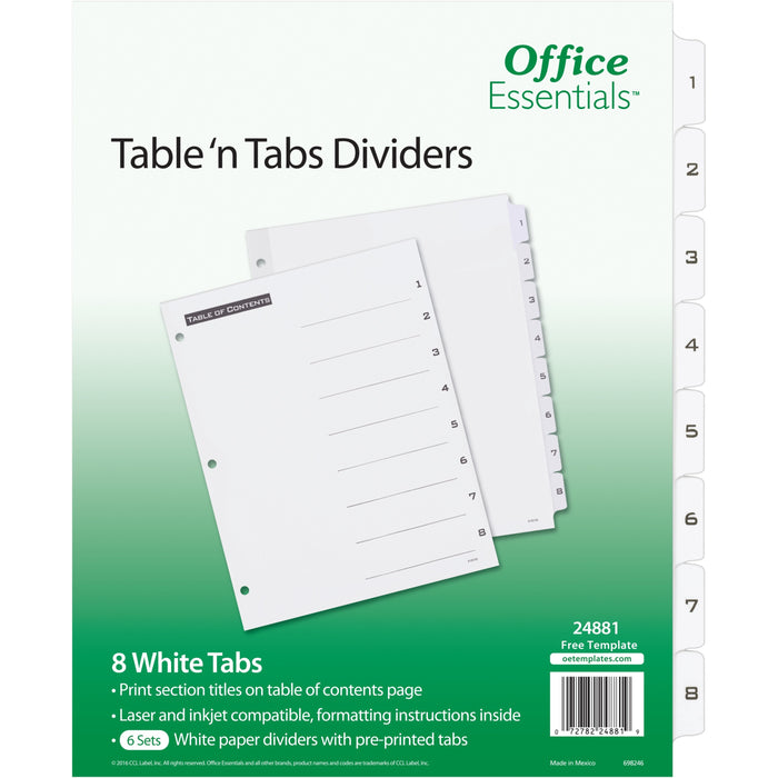 Avery&reg; Table 'n Tabs White Tab Numbered Dividers - AVE24881