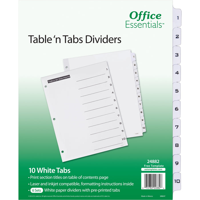 Avery&reg; Table 'n Tabs White Tab Numbered Dividers - AVE24882