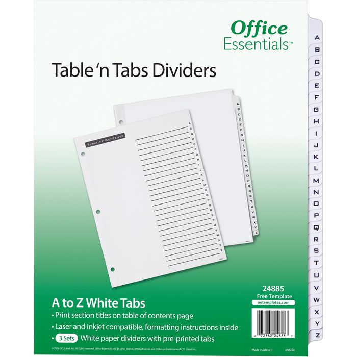 Avery&reg; Table 'n Tabs White Tab A-Z Dividers - AVE24885