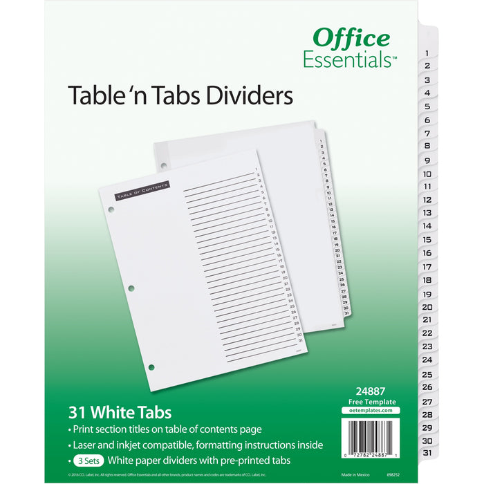 Avery&reg; Table 'n Tabs White Tab Numbered Dividers - AVE24887