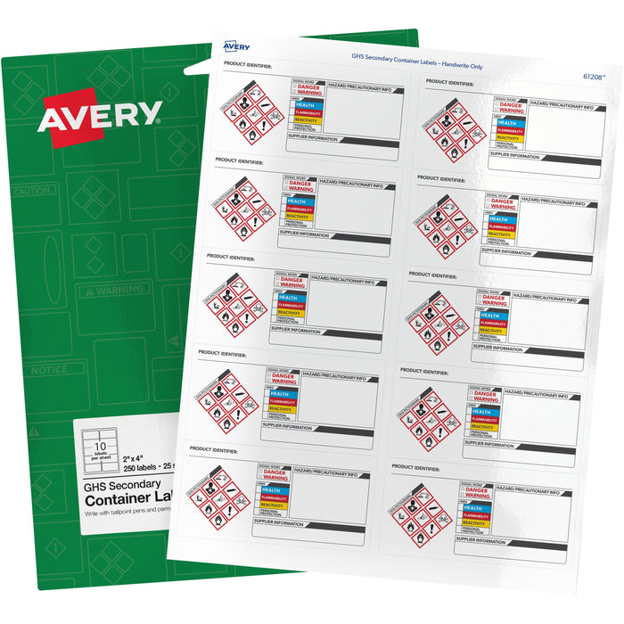 Avery&reg; GHS Secondary Container Preprinted Labels - AVE61208