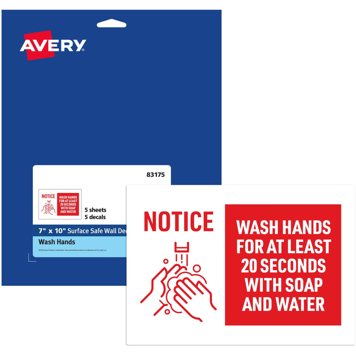 Avery&reg; Surface Safe NOTICE WASH HANDS Wall Decals - AVE83175