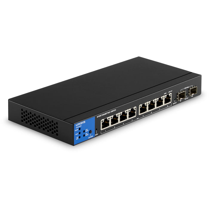 Linksys 8-Port Managed Gigabit PoE+ Switch with 2 1G SFP Uplinks - LNKLGS310MPC