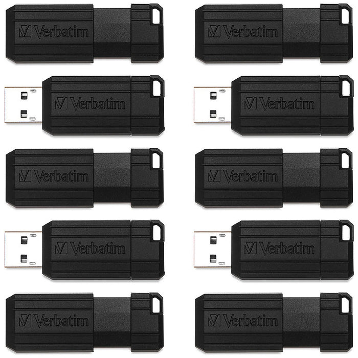 Microban 64GB PinStripe USB Flash Drive - Business 10pk - Black - VER70901