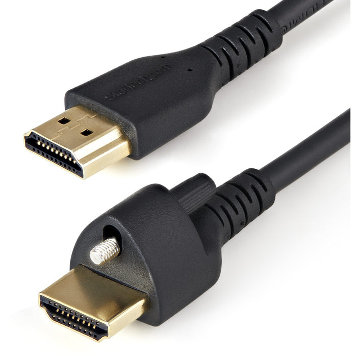 StarTech.com 1m(3ft) HDMI Cable with Locking Screw, 4K 60Hz HDR High Speed HDMI 2.0 Cable with Ethernet, Secure Locking Connector, M/M - STCHDMM1MLS