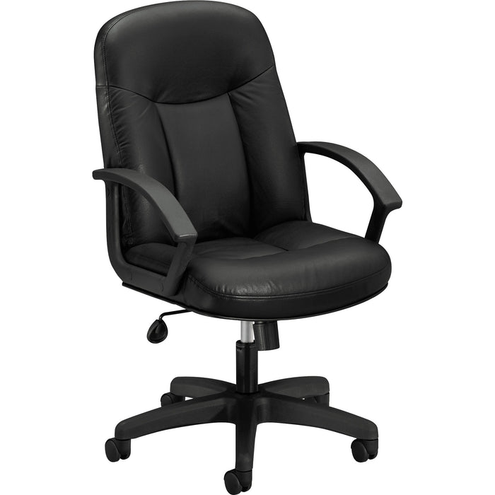 HON High-Back Executive Chair | Center-Tilt | Fixed Arms | Black SofThread Leather - BSXVL601SB11