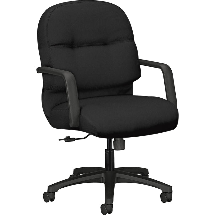 HON Pillow-Soft Mid-Back Chair | Center-Tilt | Fixed Arms | Black Fabric - HON2092CU10T