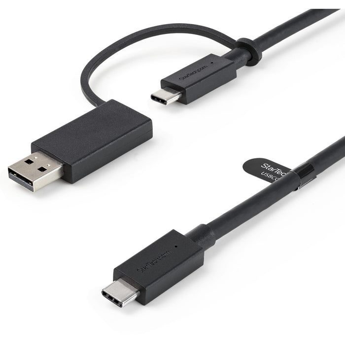 StarTech.com 3ft/1m USB-C Cable with USB-A Adapter Dongle, USB-C to C (10Gbps/PD), USB-A to C (5Gbps), 2-in-1 USB C Cable for Hybrid Dock - STCUSBCCADP
