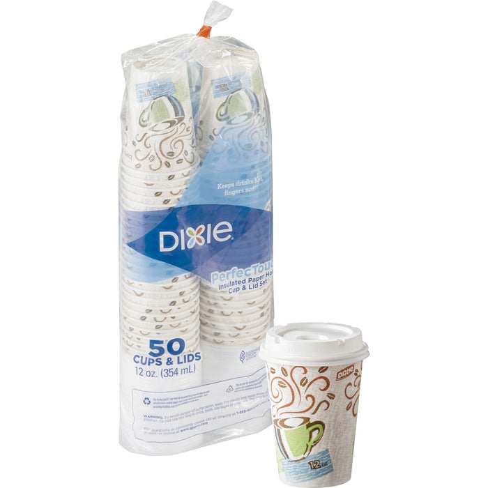 Dixie PerfecTouch Insulated Hot Coffee Cup & Lid Sets by GP Pro - DXE5342COMBO6