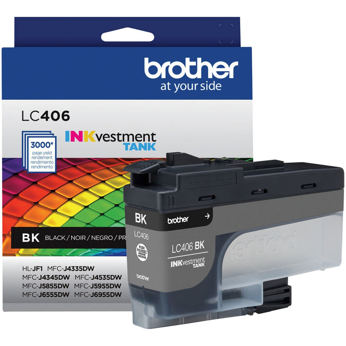 Brother INKvestment LC406BK Original Standard Yield Inkjet Ink Cartridge - Single Pack - Black - 1 Each - BRTLC406BKS
