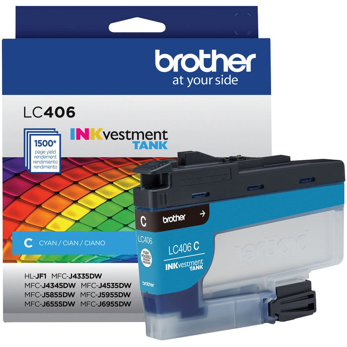 Brother INKvestment LC406C Original Standard Yield Inkjet Ink Cartridge - Single Pack - Cyan - 1 Each - BRTLC406CS