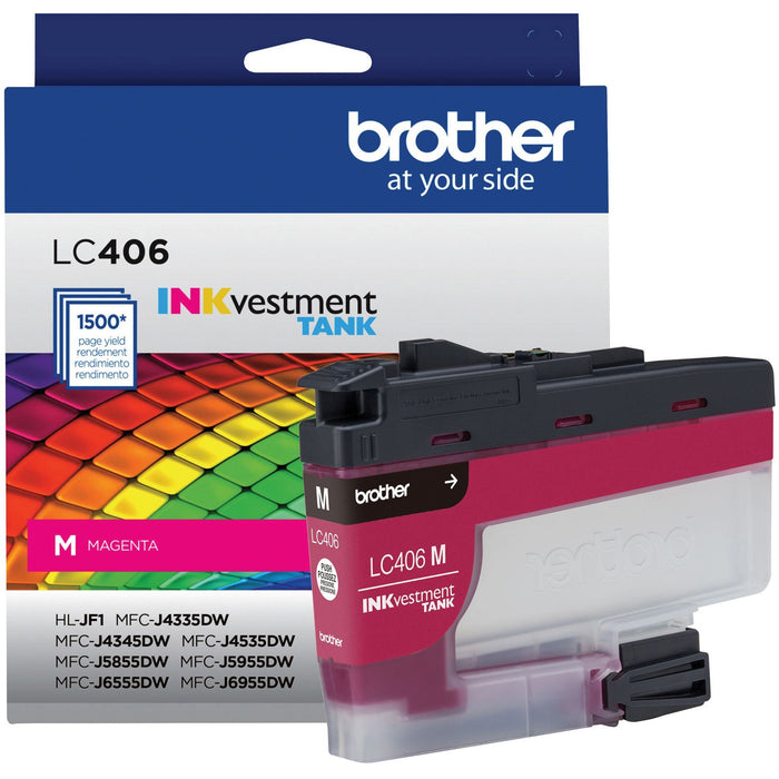 Brother INKvestment LC406M Original Standard Yield Inkjet Ink Cartridge - Single Pack - Magenta - 1 Each - BRTLC406MS