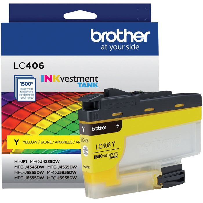 Brother INKvestment LC406Y Original Standard Yield Inkjet Ink Cartridge - Single Pack - Yellow - 1 Each - BRTLC406YS