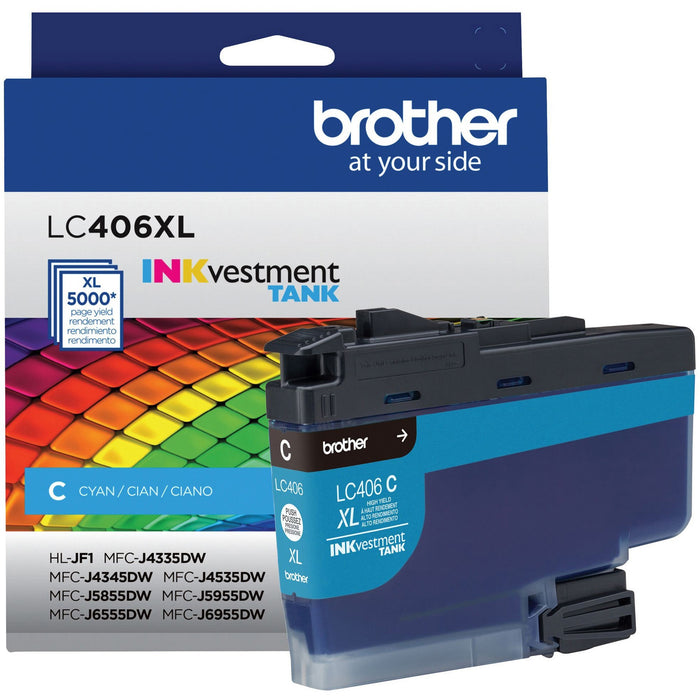 Brother INKvestment LC406XLC Original High Yield Inkjet Ink Cartridge - Single Pack - Cyan - 1 Each - BRTLC406XLCS