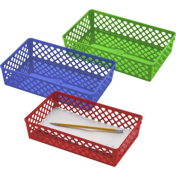 Officemate Achieva&reg; Large Supply Basket, Assorted Colors, 3/PK - OIC26208