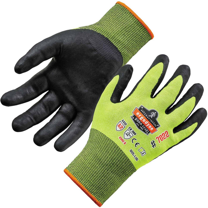 Ergodyne ProFlex 7022 Hi-Vis Nitrile-Coated Cut-Resistant Gloves - A2 DSX - EGO17974