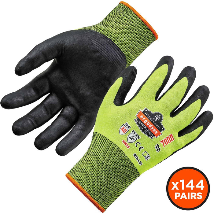 Ergodyne ProFlex 7022 Hi-Vis Nitrile-Coated Cut-Resistant Gloves - A2 DSX - EGO17874