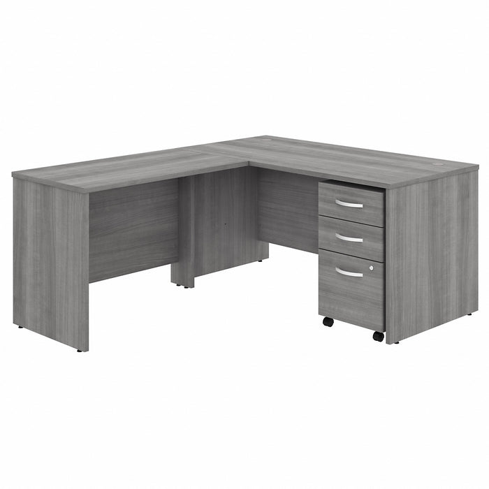 Bush Business Furniture Studio C 60W x 30D L Shaped Desk with Mobile File Cabinet and 42W Return - BSHSTC008PGSU