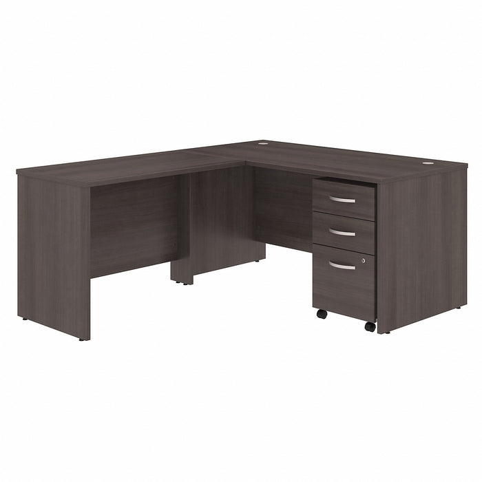 Bush Business Furniture Studio C 60W x 30D L Shaped Desk with Mobile File Cabinet and 42W Return - BSHSTC008SGSU