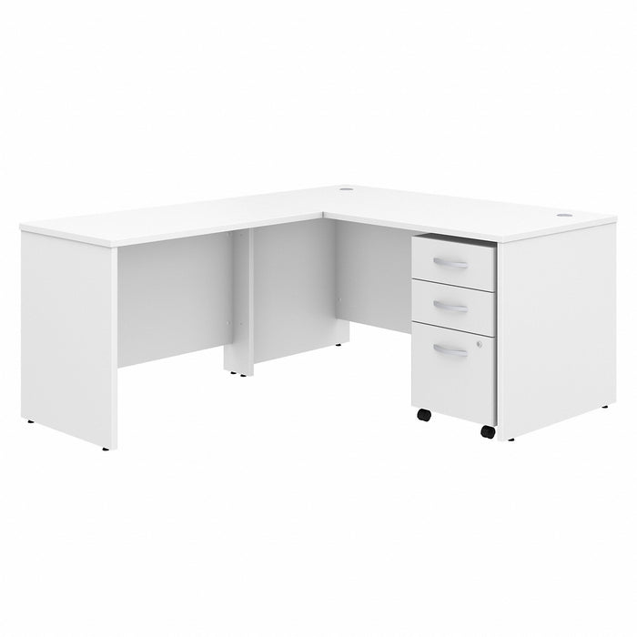Bush Business Furniture Studio C 60W x 30D L Shaped Desk with Mobile File Cabinet and 42W Return - BSHSTC008WHSU