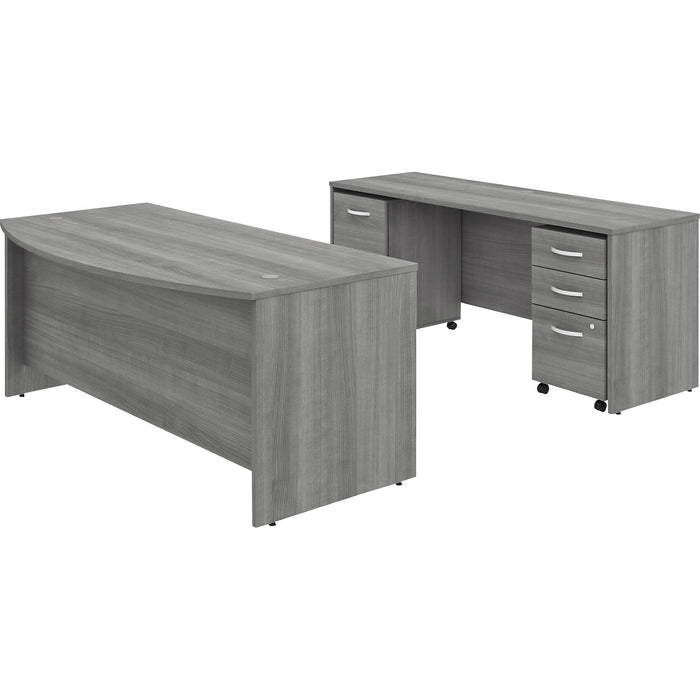 Bush Business Furniture Studio C 72W x 36D Bow Front Desk and Credenza with Mobile File Cabinets - BSHSTC009PGSU