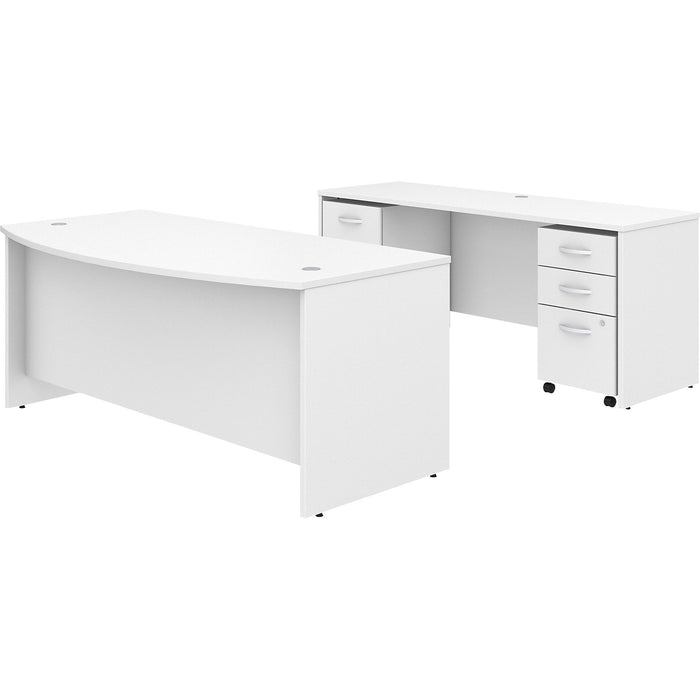 Bush Business Furniture Studio C 72W x 36D Bow Front Desk and Credenza with Mobile File Cabinets - BSHSTC009WHSU