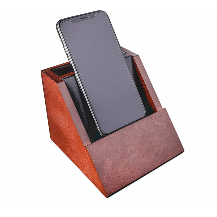 Dacasso Walnut & Leather Desktop Cell Phone Holder - DACA8450