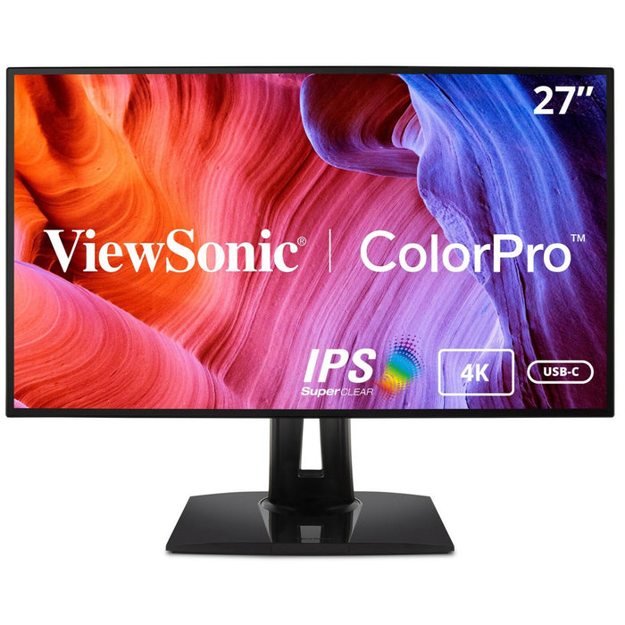 ViewSonic VP2768a-4K 27 Inch Premium IPS 4K Monitor with Advanced Ergonomics, ColorPro 100% sRGB Rec 709, 14-bit 3D LUT, Eye Care, HDMI, USB C, DisplayPort for Professional Home and Office - VEWVP2768A4K