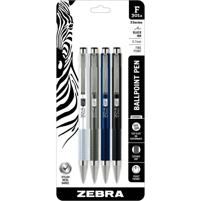 Zebra Pen STEEL 3 Series F-301A Retractable Ballpoint Pen - ZEB27514