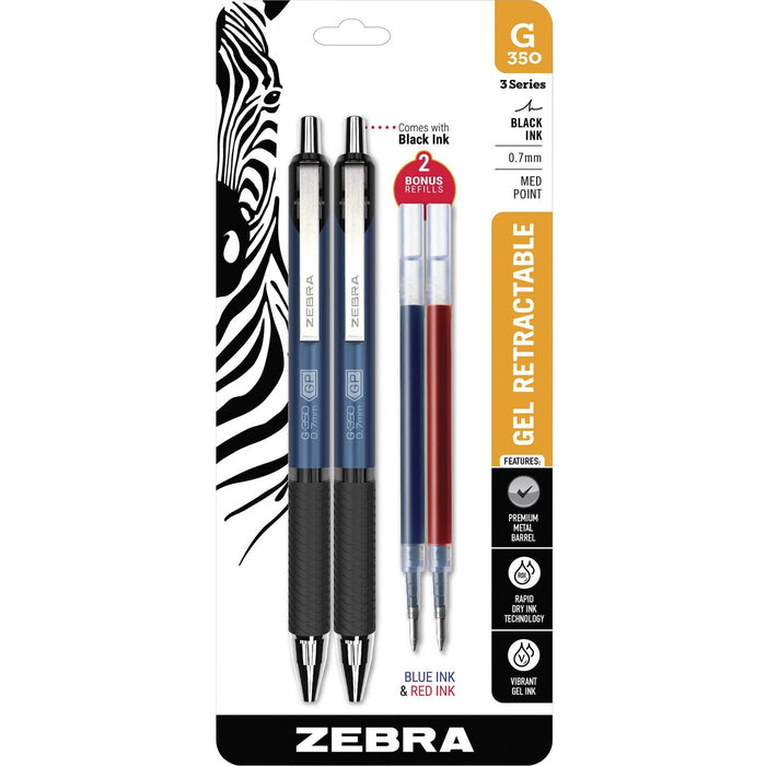 Zebra Pen STEEL 3 Series G-350 Retractable Gel Pen - ZEB40212