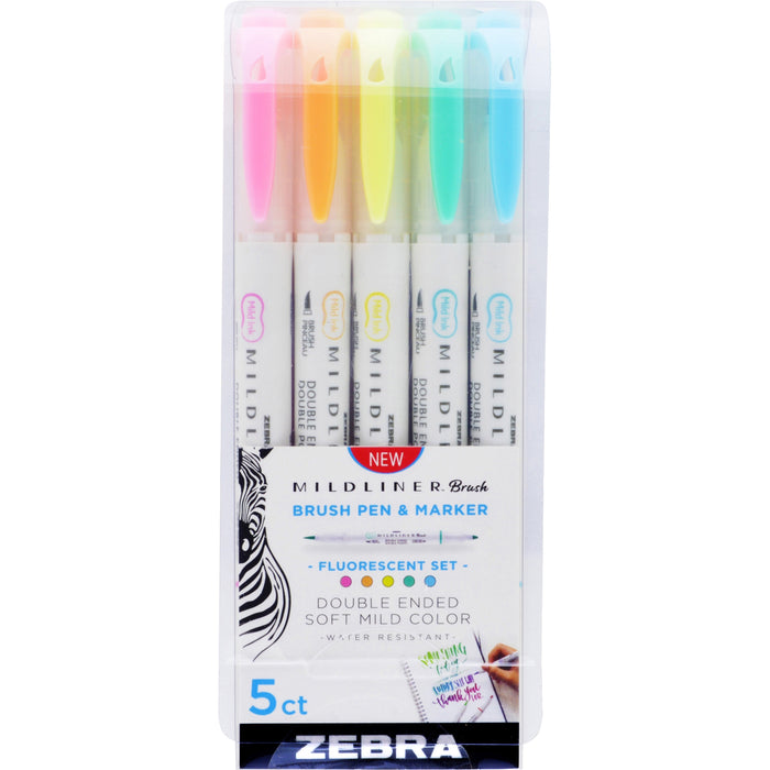 Zebra Pen Mildliner Brush Double-ended Creative Marker Fluorescent Pack - ZEB79105