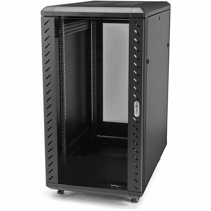 32U 19" Server Rack Cabinet, Adjustable Depth 6-32 inch, Flat Pack, Lockable 4-Post Network/Data Rack Enclosure with Casters - STCRK3236BKF