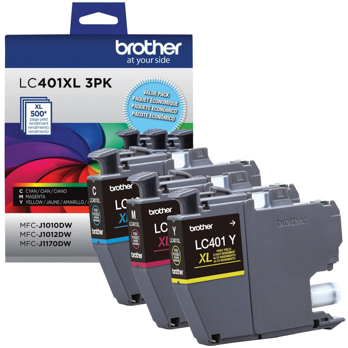 Brother LC401XL3PKS Original High Yield Inkjet Ink Cartridge - CMY - 3 Pack - BRTLC401XL3PKS