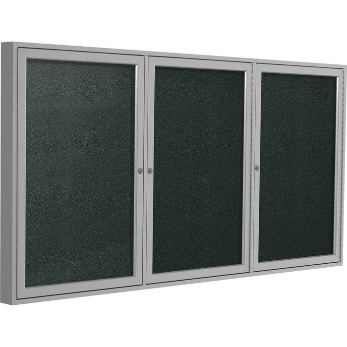 Ghent 3 Door Enclosed Vinyl Bulletin Board with Satin Frame - GHEPA34872VX183
