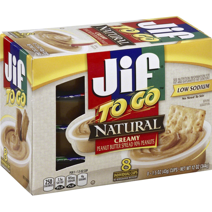 Jif To Go Natural Peanut Butter Cups - Creamy - SMU24307
