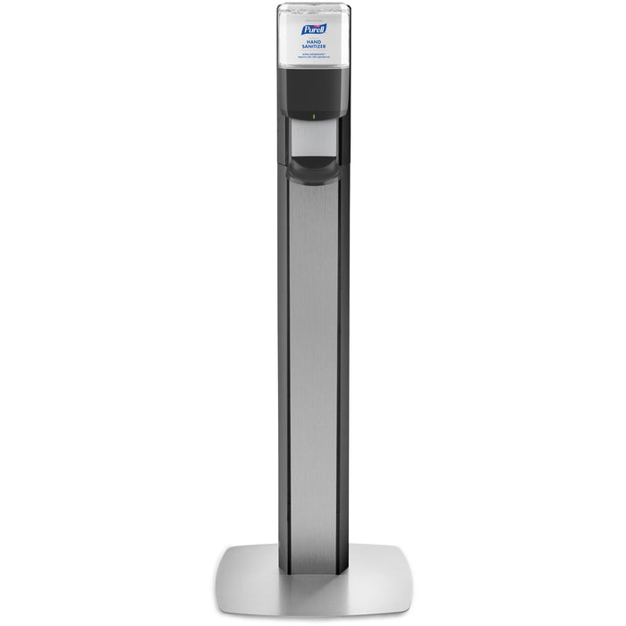 PURELL&reg; MESSENGER ES8 Silver Panel Floor Stand with Dispenser - GOJ7318DSSLV