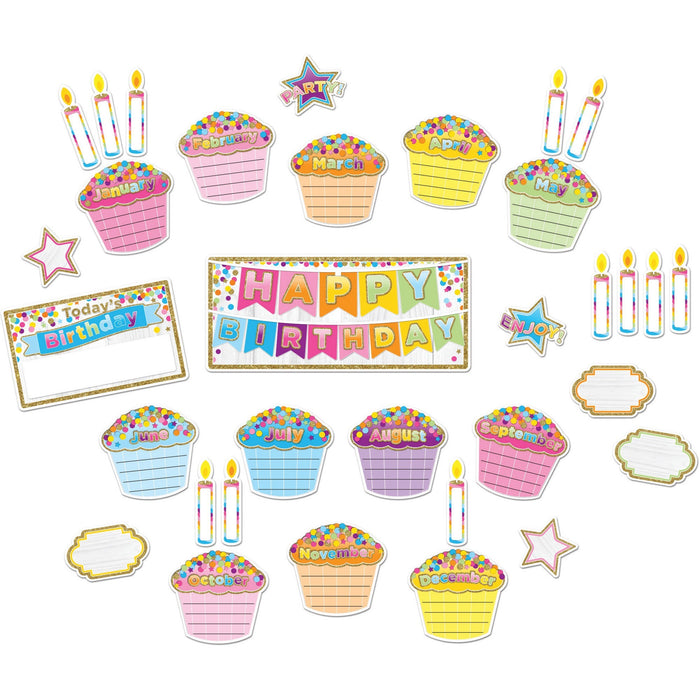 Ashley Birthday Cupcake Bulletin Board Set - ASH96003
