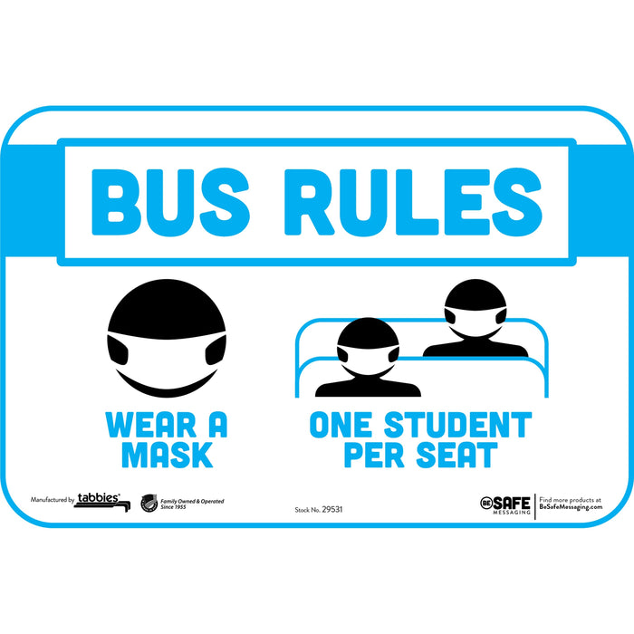 Tabbies BUS RULES MASK/STUDENT SEAT Safety Decal - TAB29531
