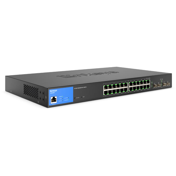 Linksys 24-Port Managed Gigabit PoE+ Switch with 4 1G SFP Uplinks - LNKLGS328PC