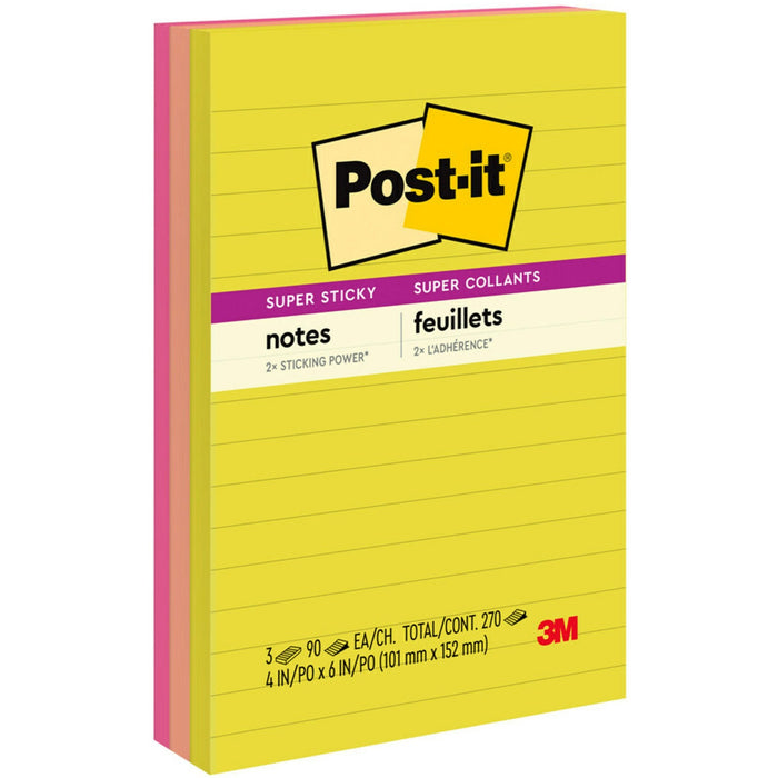 Post-it&reg; Super Sticky Multi-Pack Notes - Summer Joy Color Collection - MMM6603SSJOY