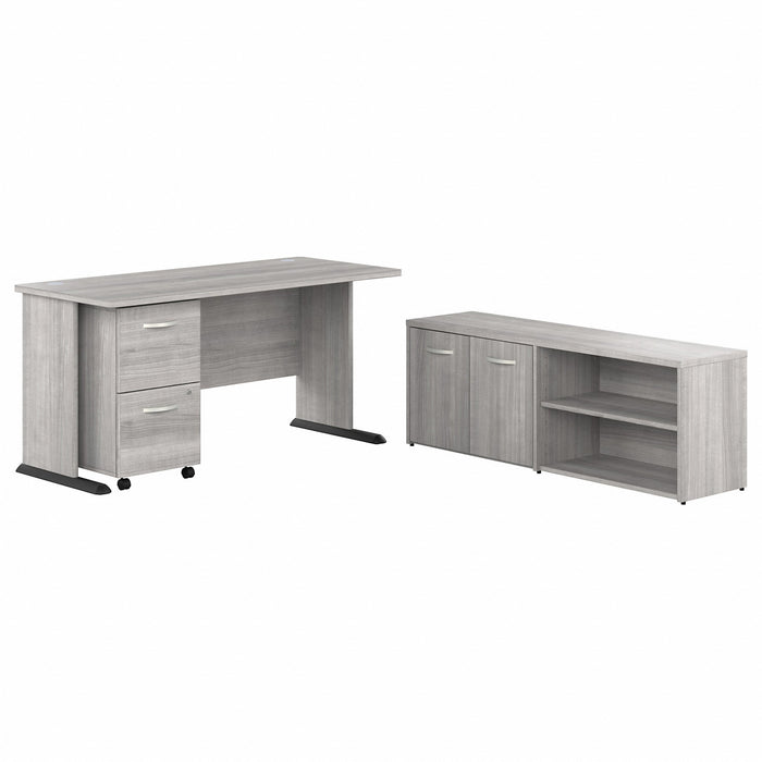 Bush Business Furniture Studio A 60W Computer Desk with Mobile File Cabinet and Low Storage Cabinet - BSHSTA006PGSU
