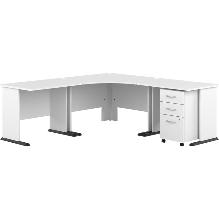 Bush Business Furniture Studio A 83W Large Corner Desk with 3-Drawer Mobile File Cabinet - BSHSTA003WHSU