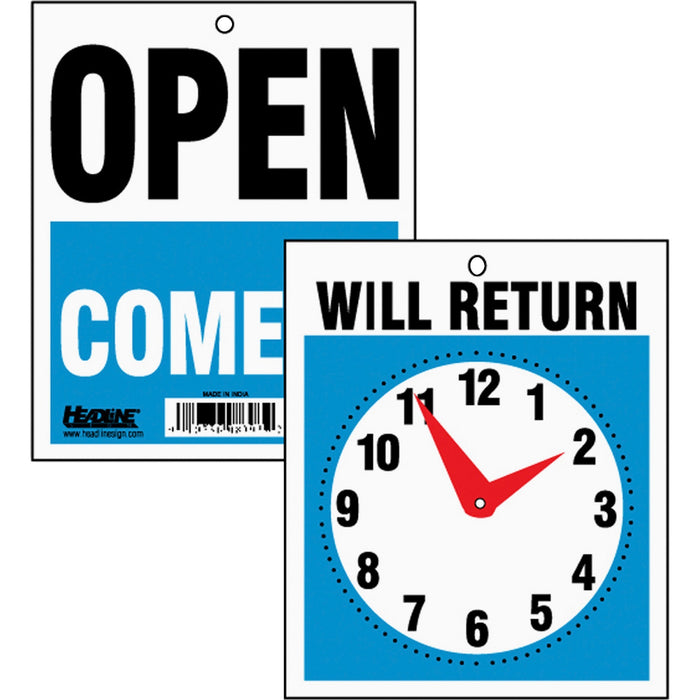 Headline Signs OPEN/WILL RETURN Time Sign - HDS9382