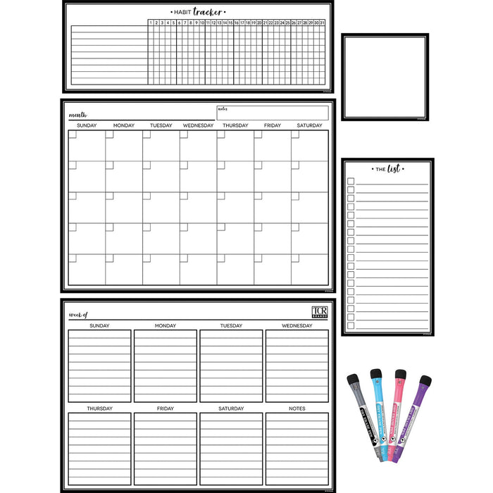Teacher Created Resources Black & White Dry-Erase Magnetic Calendar Set - TCR77407