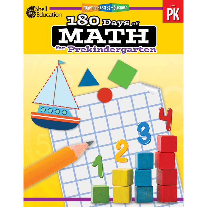 Shell Education 180 Days of Math for Prekindergarten Printed Book - SHL127443