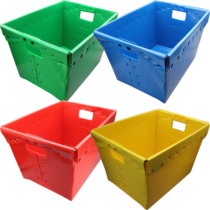 Flipside Primary Assorted Plastic Storage Postal Tote - 4 Pack - FLP40192